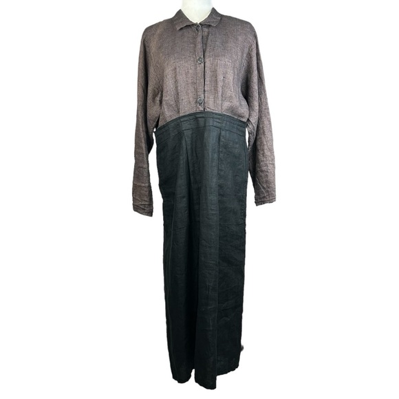Flax Dresses & Skirts - FLAX Angelheart Maxi Linen Dress SM Vintage Lagenlook Prairie Modest